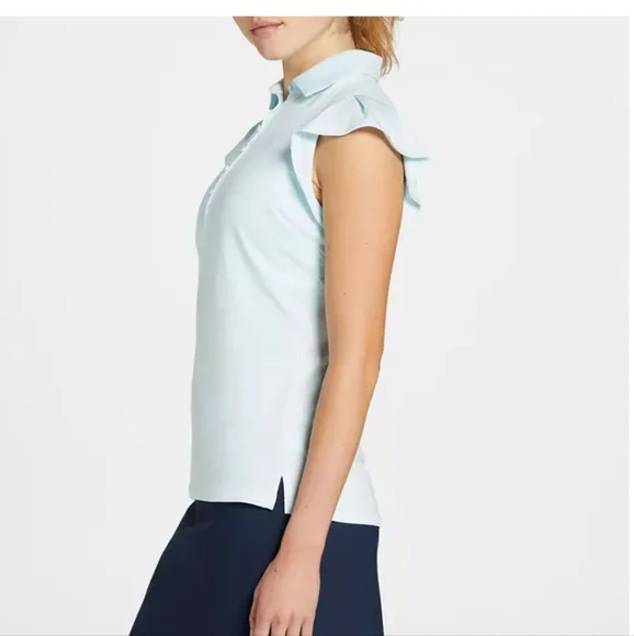 Walter Hagen Women's Clubhouse Flutter Sleeve Golf Shirt, size M, Light Blue NWT - Picture 3 of 10